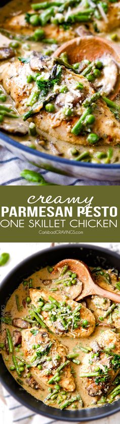 Creamy Parmesan Pesto Chicken Skillet