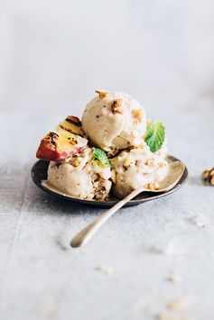 Creamy Peach and Walnut Ice Cream (Vegan