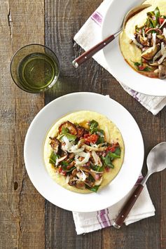 Creamy Polenta with Mushrooms & Collards