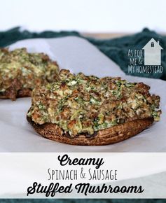 Creamy Spinach and Sausage Stuffed Portabello Mushrooms