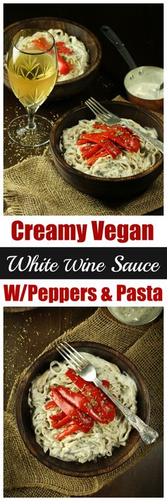 Creamy White Wine Sauce with Peppers and Pasta