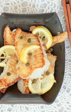 Crispy Cod with Lemon Butter White Wine Sauce