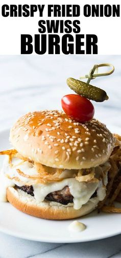 Crispy Fried Onion Swiss Burger