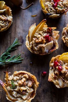 Crispy Prosciutto Baked Brie Bites with Honey Pears + Walnuts