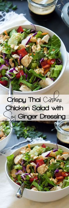 Crispy Thai Cashew Chicken Salad with Soy Ginger Dressing