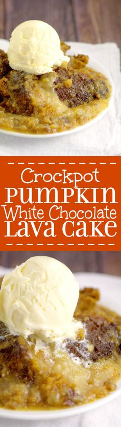 Crockpot Pumpkin White Chocolate Lava Cake