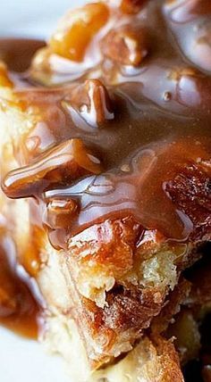 Croissant Bread Pudding with Toffee Sauce