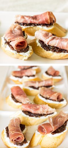 Crostini with Proscuitto, Fig Jam, & Goat Cheese