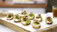 Crostini with Ricotta, Brussels Sprouts and Maple Bacon