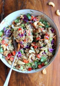 Crunchy Cashew Thai Quinoa Salad with Ginger Peanut Dressing (vegan, gluten-free