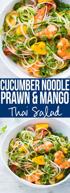 Cucumber Noodle Prawn and Mango Salad (Gluten Free