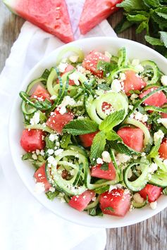 Cucumber Noodle, Watermelon, and Feta Salad