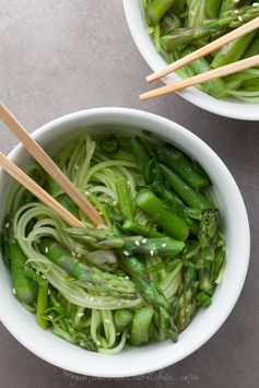 Cucumber Noodles with Asparagus and Ginger Scallion Sesame Sauce