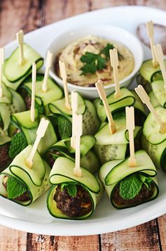 Cucumber-Wrapped, Feta-Stuffed Meatballs