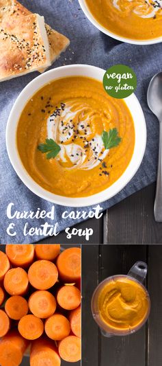 Curried carrot and lentil soup