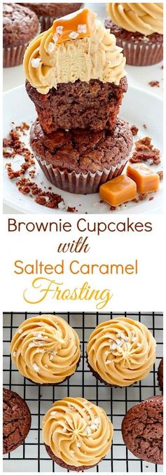 Dark Chocolate Brownie Cupcakes with Salted Caramel Frosting and a Giveaway