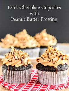 Dark Chocolate Cupcakes with Peanut Butter Frosting