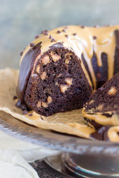 Dark Chocolate Peanut Butter Bundt Cake