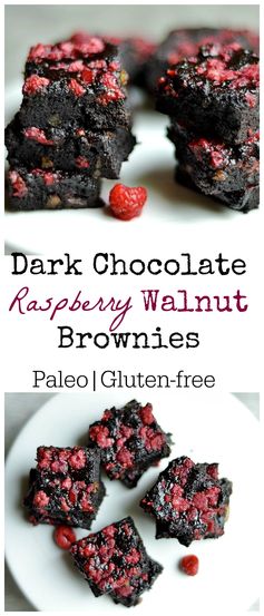 Dark Chocolate Raspberry Walnut Brownies (Paleo, Gluten-Free