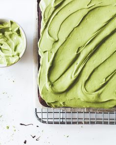 Dark Cocoa Brownies with Matcha Frosting