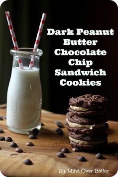 Dark Peanut Butter Chocolate Chip Sandwich Cookies – #chocPBday