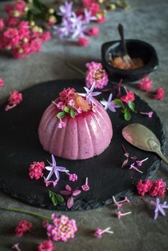 Davidson's plum panna cotta with charred finger lime
