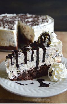 Decadent Brownie Chocolate Chip Cheesecake