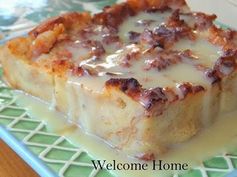 Desserts: Bread Pudding with Vanilla Cream Sauce