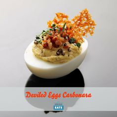 Deviled Eggs Carbonara (Crispy Pancetta, Pork Fat, Parmesan Crisps, and Black Pepper