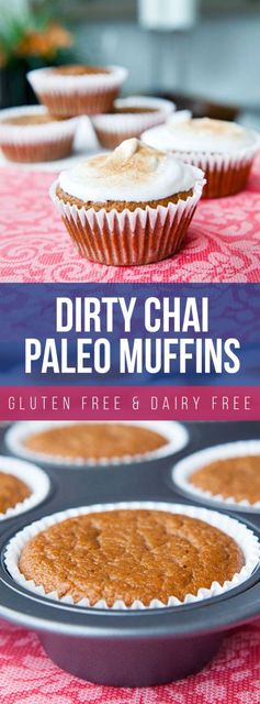 Dirty Chai Paleo Muffins with Cinnamon Sugar and Whipped Cream