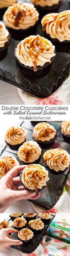 Double Chocolate Cupcakes with Salted Caramel Buttercream