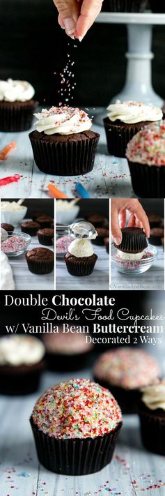 Double Chocolate Devil's Food Cupcakes with Vanilla Bean Buttercream