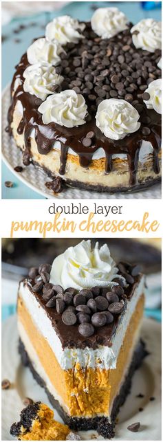 Double Layer Pumpkin Cheesecake with Oreo Crust