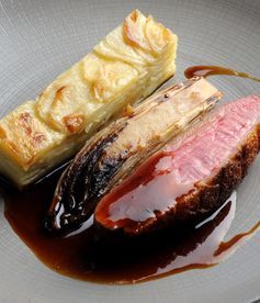 Duck breast with chicory and potato dauphinoise