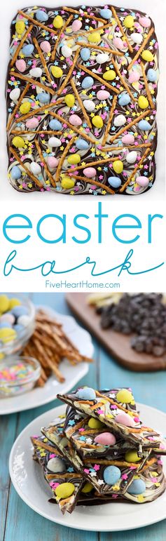 Easter Egg Pretzel Chocolate Swirl Bark