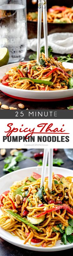 Easy 25 Minute Spicy Thai Pumpkin Noodles (with chicken option