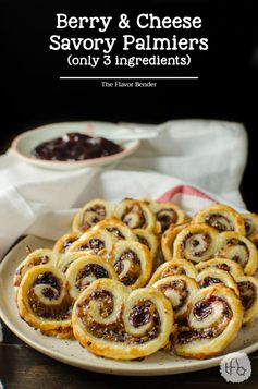 Easy, 3 ingredient Berry and Cheese Palmiers ( Savory Palmiers 