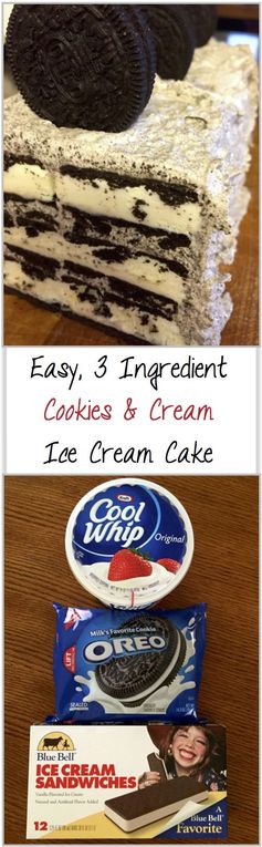 Easy 3-Ingredient Cookies & Cream Ice Cream Cake