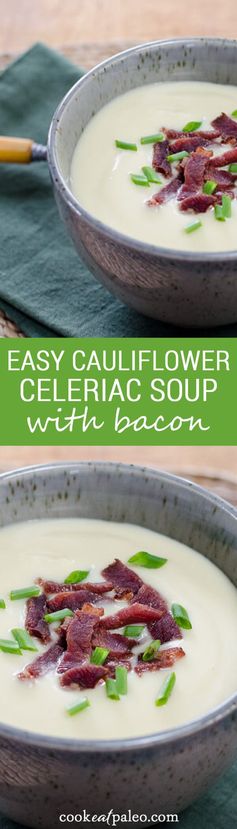 Easy Cauliflower Celeriac Soup with Bacon