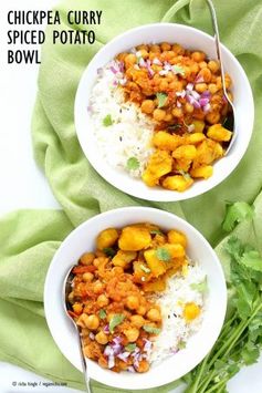 Easy Chickpea Curry Spiced Potato Bowl