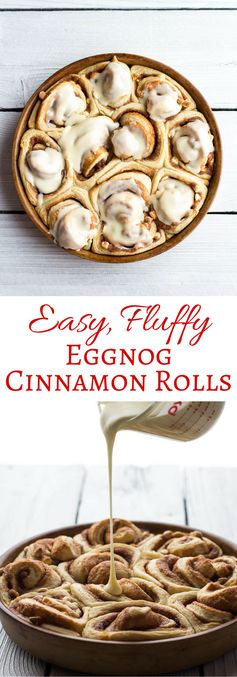 Easy Fluffy Eggnog Cinnamon Rolls