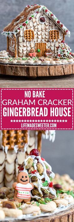 Easy No Bake Gingerbread House with Nuts