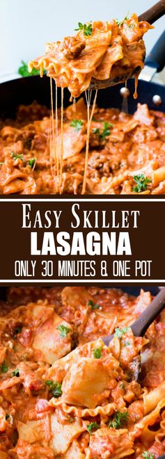 Easy Skillet Lasagna Recipe (30 Minutes & One Pot!