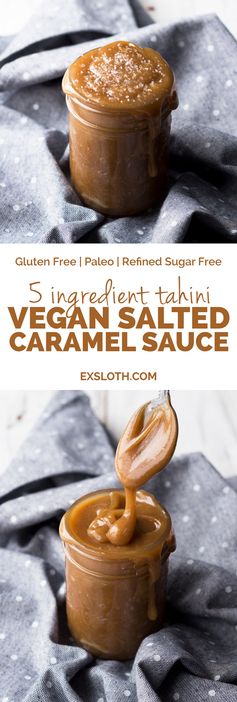 Easy Tahini Vegan Salted Caramel Sauce