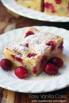 Easy Vanilla Cake Recipe with Yogurt and Cranberries