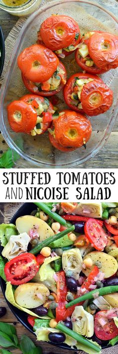 Easy Vegetarian Stuffed Tomatoes and Niçoise Salad