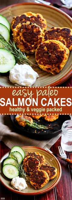 Easy Veggie Packed Paleo Salmon Cakes