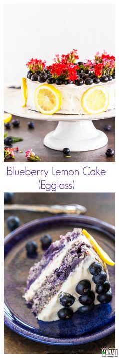 Eggless Blueberry Lemon Cake