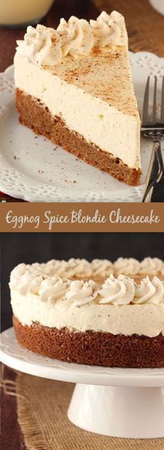 Eggnog Spice Blondie Cheesecake