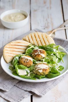 Falafel Salad with Orange and Lemon Tahini Dressing